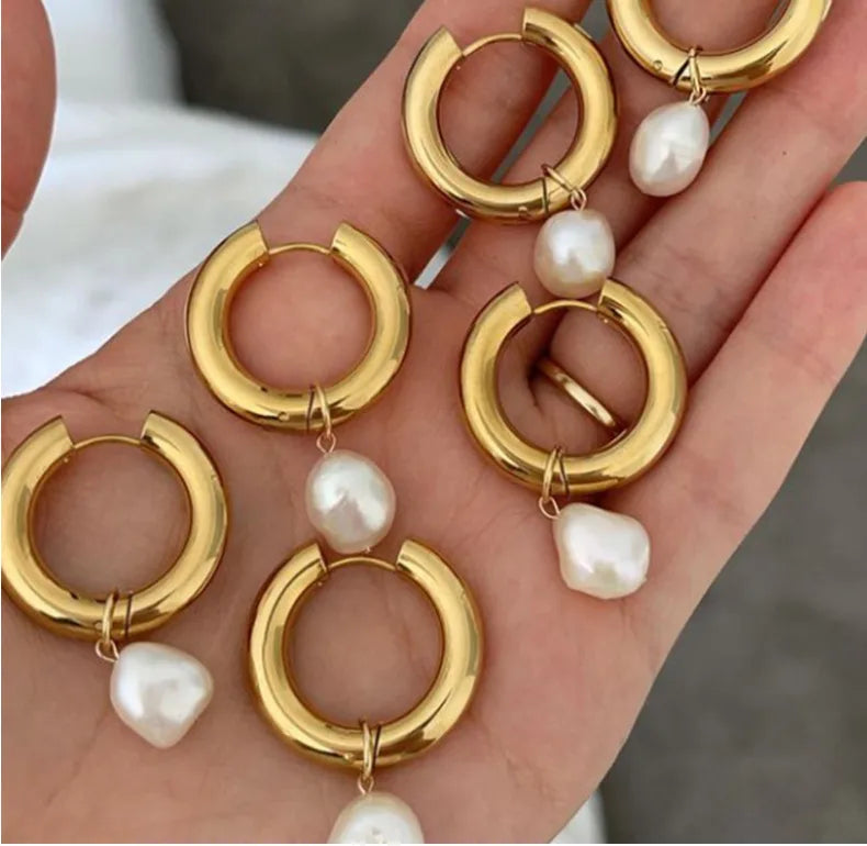 Aretes oro perla