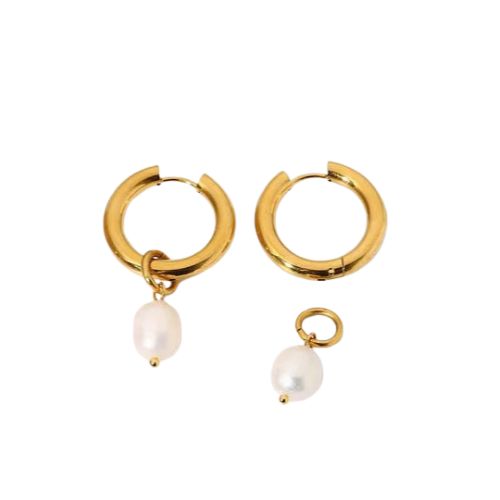 Aretes oro perla